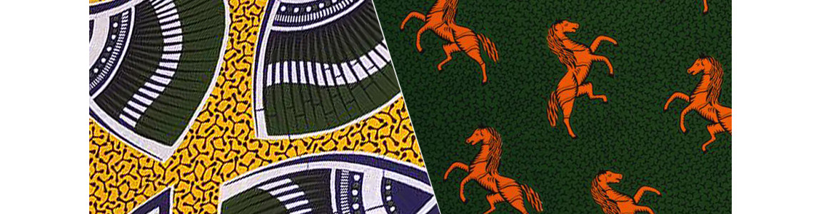 Green Shells & Orange Jumping Horse print fabric